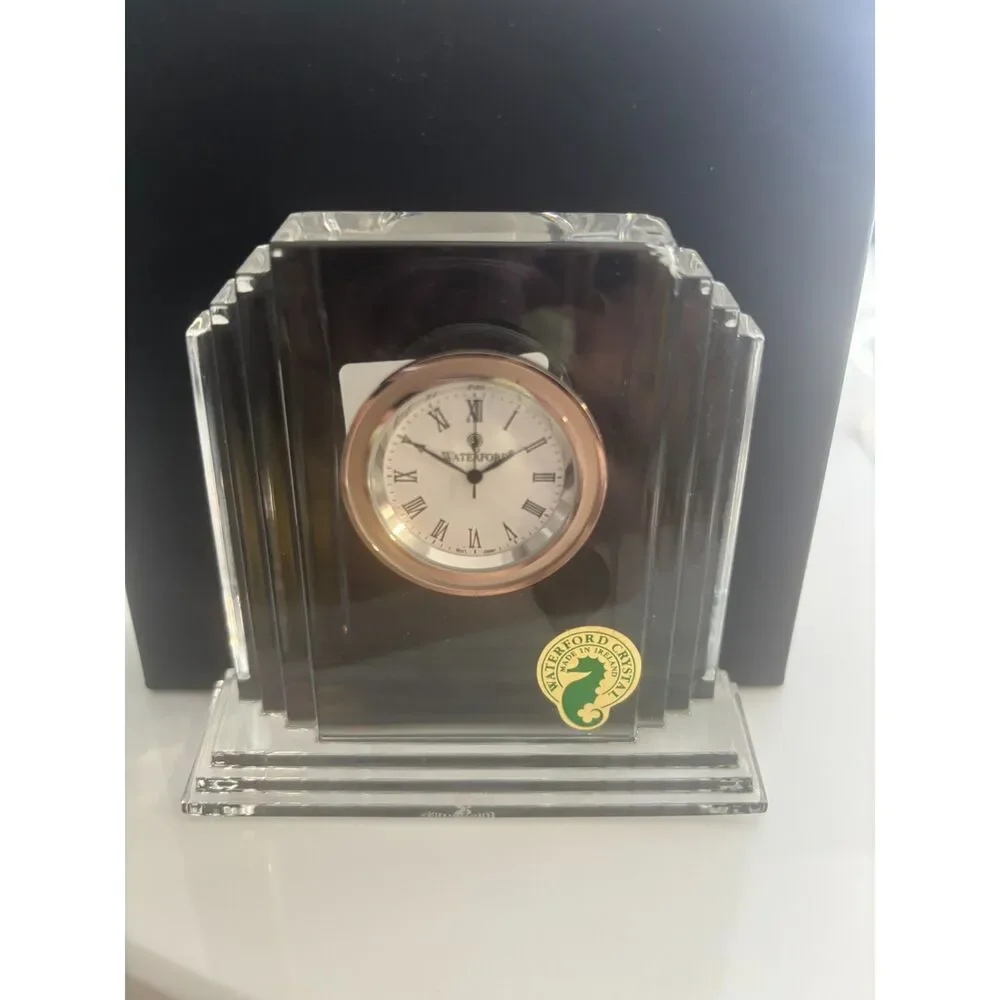 Waterford Crystal Desk Mantel Clock Seiko Quartz w/ Box Papers Made in Ireland